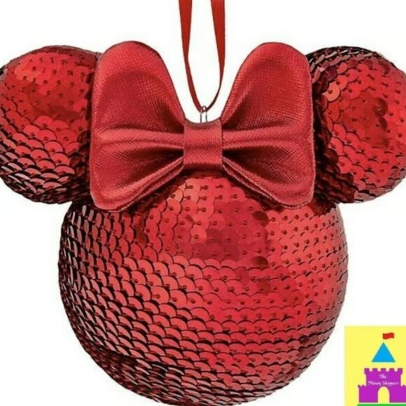 Disney Other - Disney Parks Large Red Minnie Mouse Sequined Ornament NWT